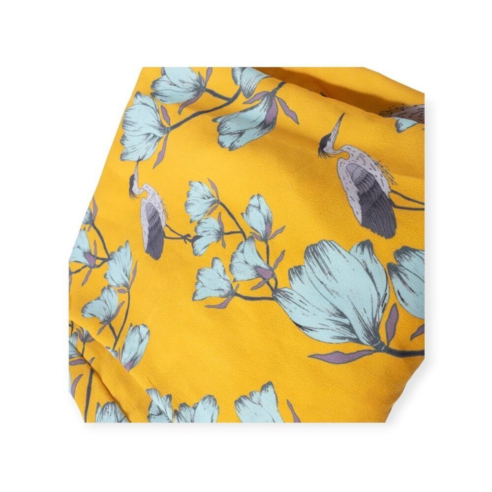 Anthropologie Varun Bahl Warbler yellow ruffle trim jumpsuit SZ 8 Heron Print - Picture 4 of 10
